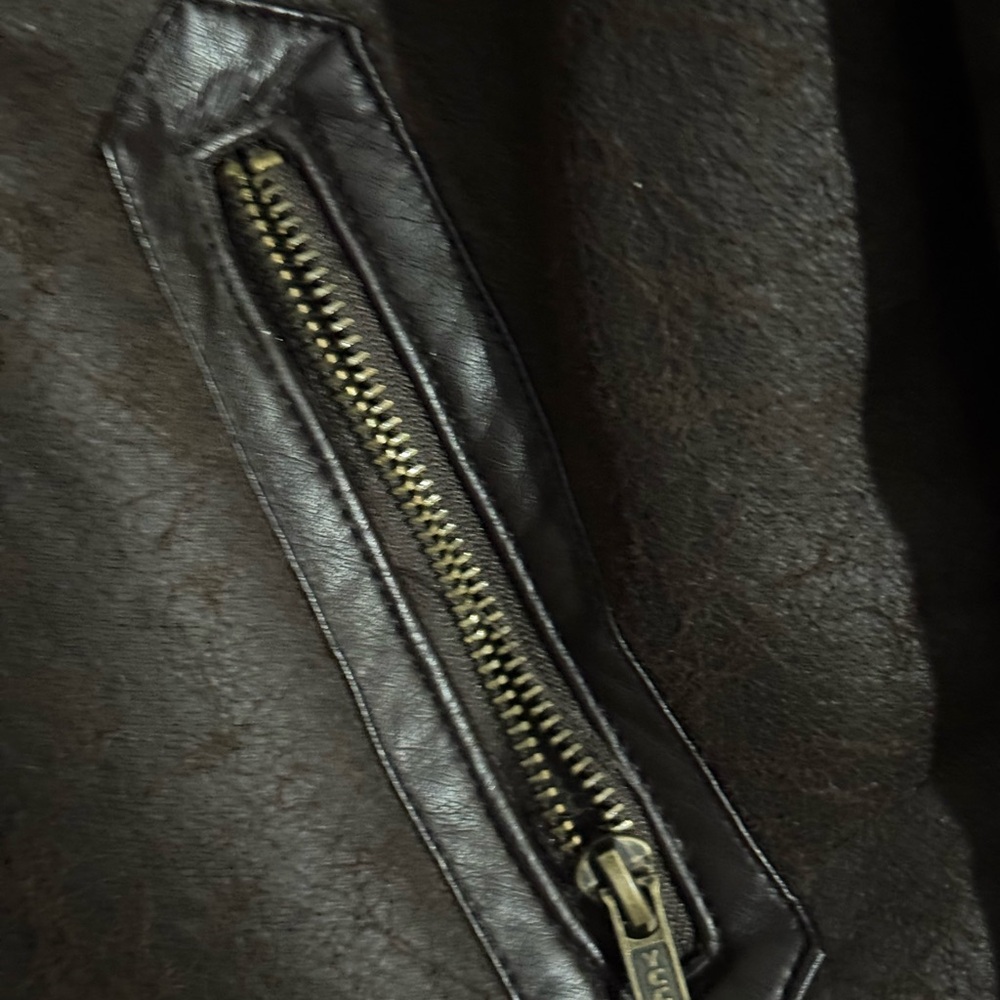 Women’s Polyester Shearling Jacketbrown Motorcycl… - image 5